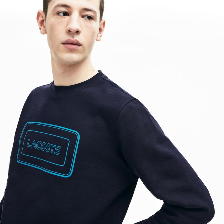 Lacoste Motion Regular Fit Crew Neck Bomulds Sweatshirt Mørkeblå Blå | 2OqEZI5j