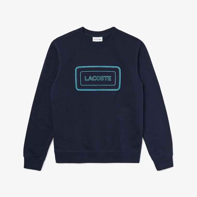 Lacoste Motion Regular Fit Crew Neck Bomulds Sweatshirt Mørkeblå Blå | 2OqEZI5j