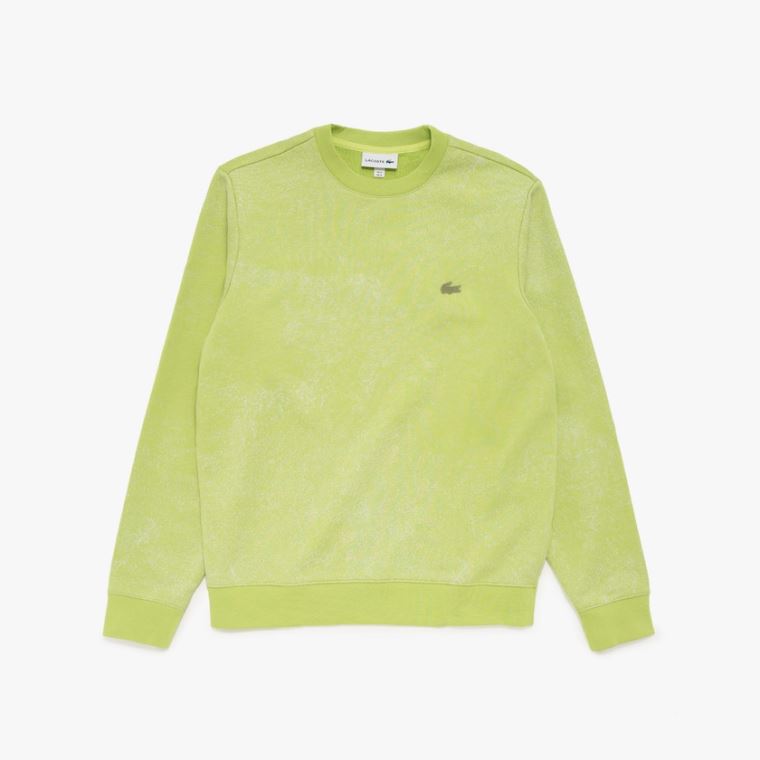 Lacoste Motion Textured Crew Neck Sweatshirt Gul | iX7PCvHb