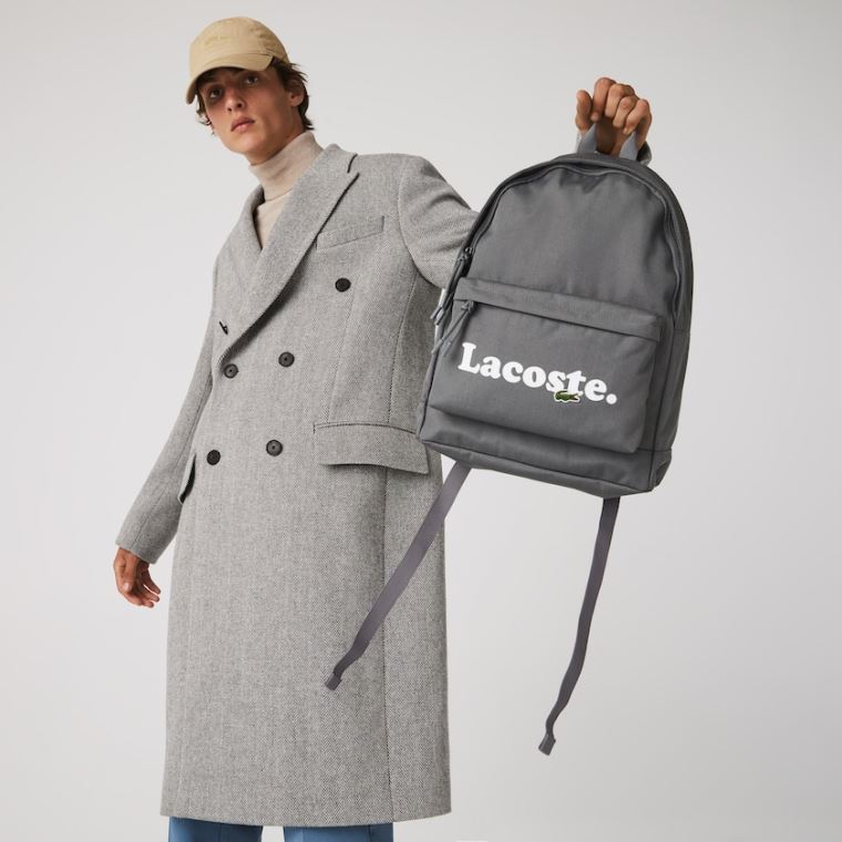 Lacoste Neocroc Branded Canvas Backpack Grå | 2aWn5pHX