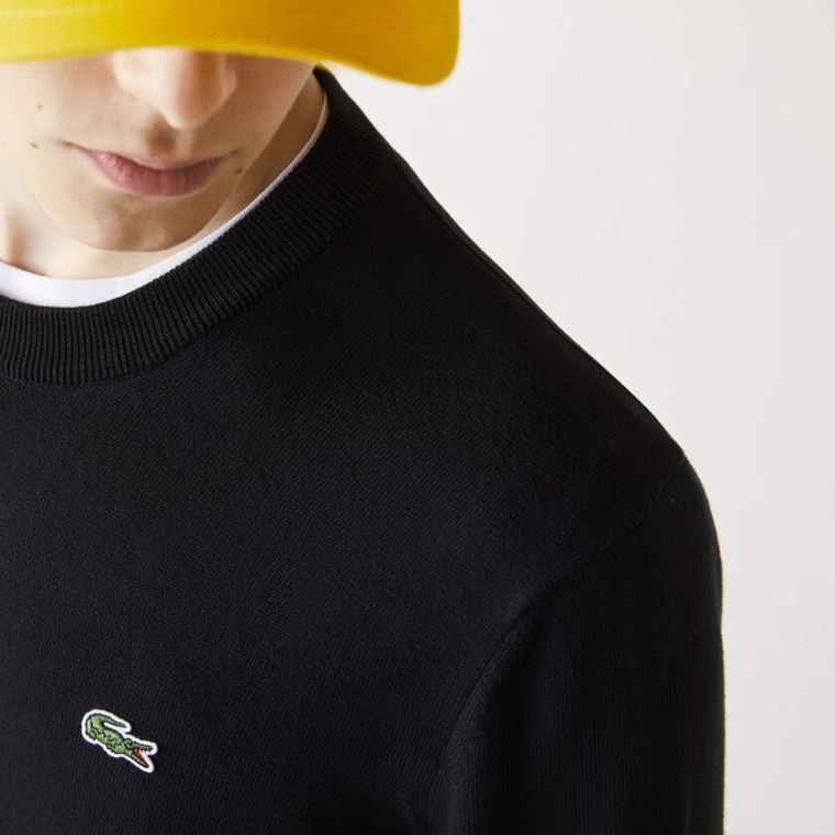 Lacoste Organic Bomulds Crew Neck Sweater Sort | 3ncoFhXt