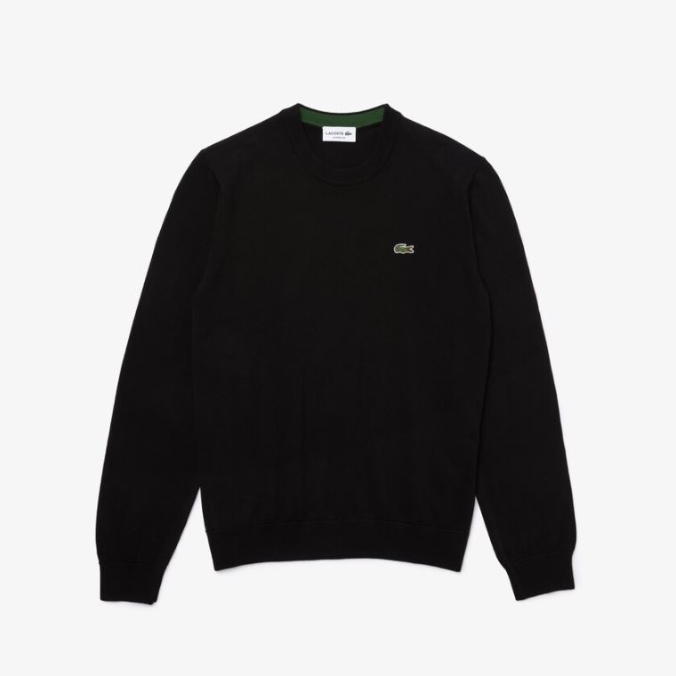 Lacoste Organic Bomulds Crew Neck Sweater Sort | 3ncoFhXt