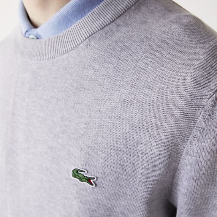 Lacoste Organic Bomulds Crew Neck Sweater Grå | qEMUWmyk