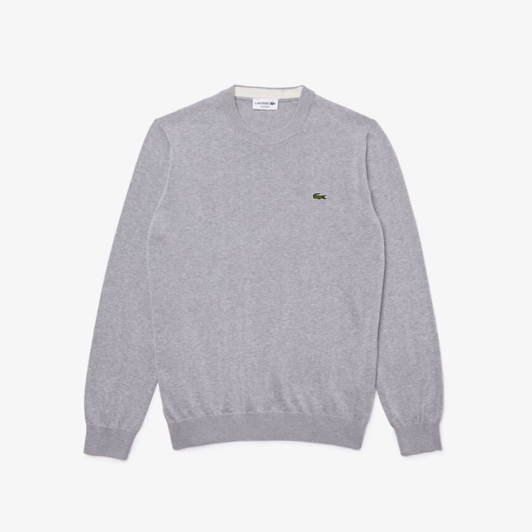 Lacoste Organic Bomulds Crew Neck Sweater Grå | qEMUWmyk