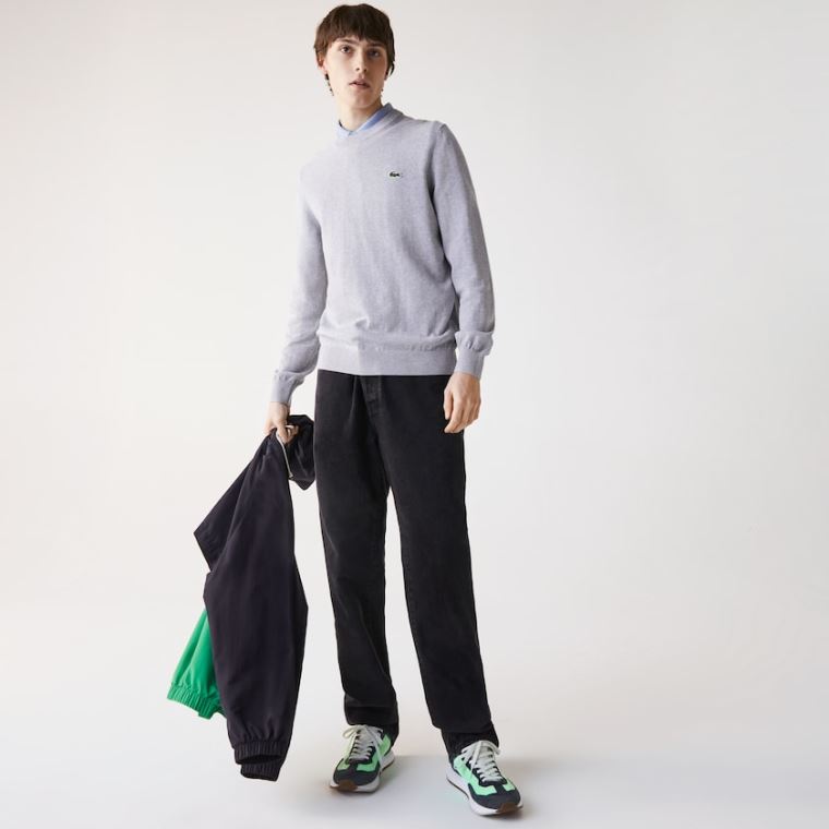 Lacoste Organic Bomulds Crew Neck Sweater Grå | qEMUWmyk