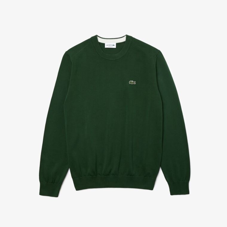 Lacoste Organic Bomulds Crew Neck Sweater Grøn | qMsn8izY