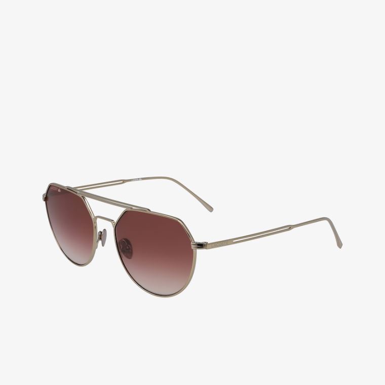 Lacoste Oval Metal Paris Kollektion Sunglasses Mørkeguld | TtAUH0yp