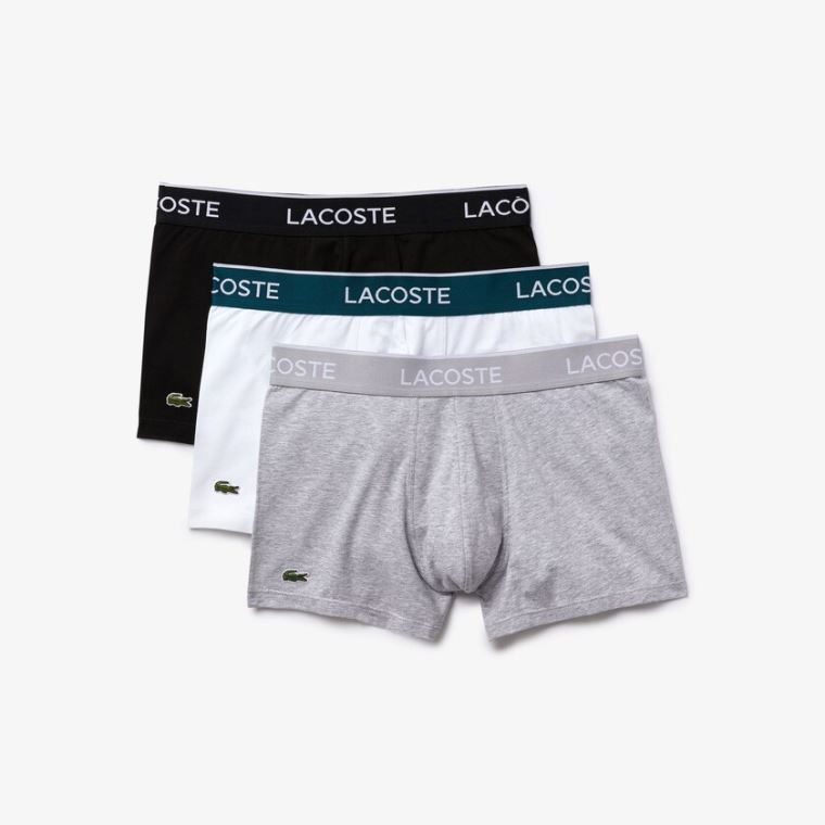 Lacoste Pack Of 3 Casual Black Boxer Briefs Sort Hvide Grå | MlgISfIs