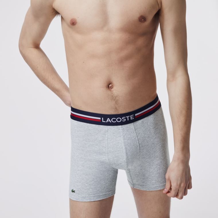 Lacoste Pack Of 3 Casual Boxers Mørkeblå Blå Grå Rød | 8hrg3Nfv