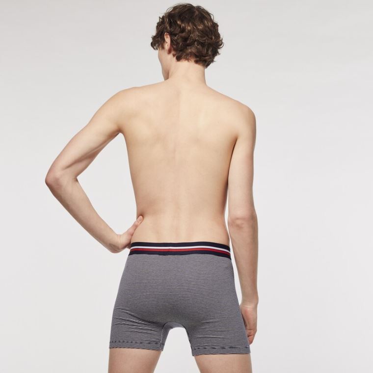 Lacoste Pack Of 3 Casual Long Boxers Mørkeblå Blå Hvide | HoNL7tLG