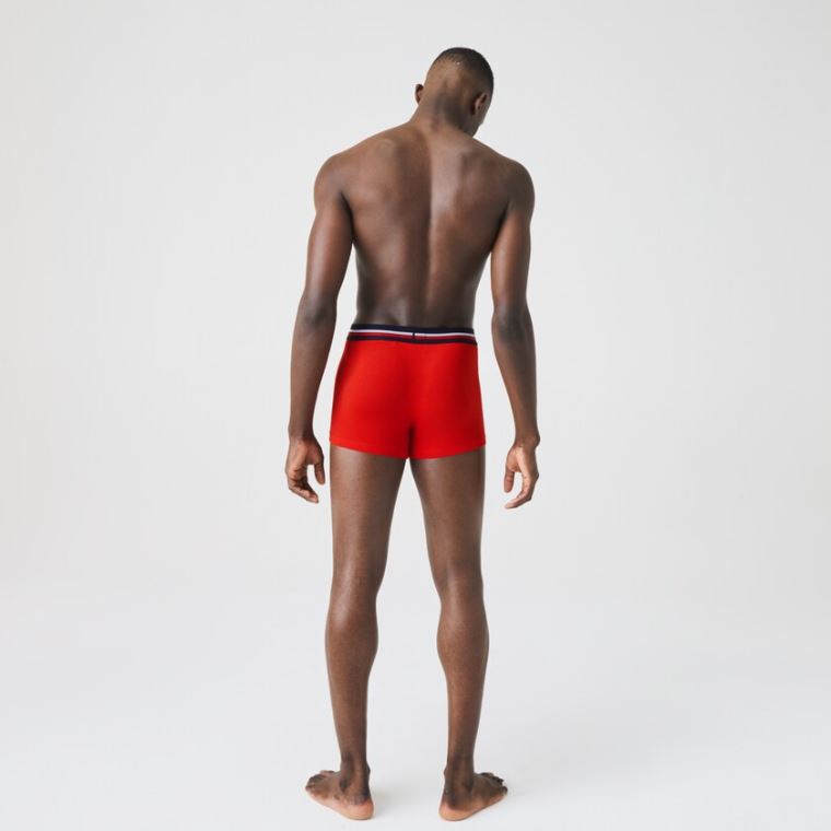 Lacoste Pack Of 3 Iconic Boxer Briefs With Three-Tone Waistband Mørkeblå Blå Grå Rød | LvwwCaDO