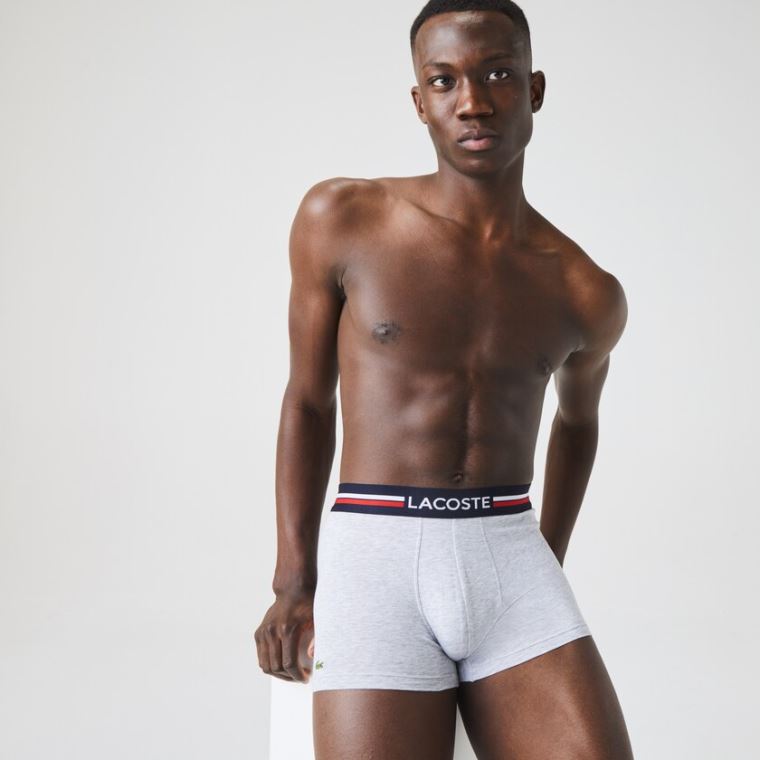 Lacoste Pack Of 3 Iconic Boxer Briefs With Three-Tone Waistband Mørkeblå Blå Grå Rød | LvwwCaDO