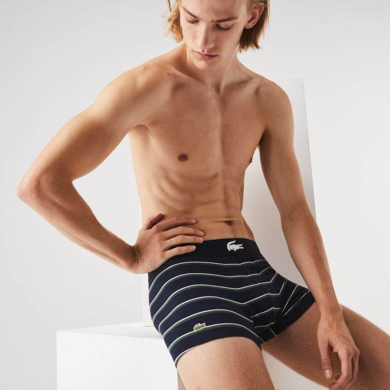 Lacoste Pack of 3 Casual Boxer Briefs Grøn Mørkeblå Blå Hvide | RezVDPdk