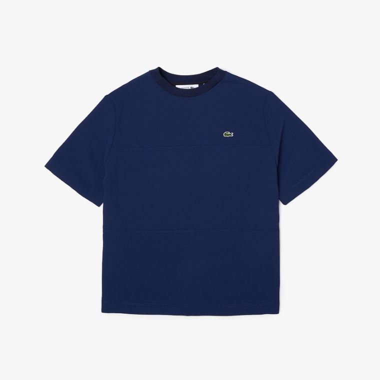 Lacoste Paneled Crewneck T-shirt Blå | HZnLZo0A