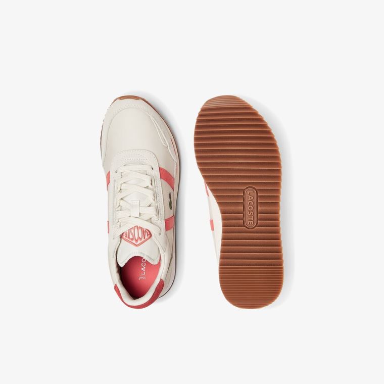 Lacoste Partner Retro Læder Sneakers Beige Lyserød | 9ZWpNaNI