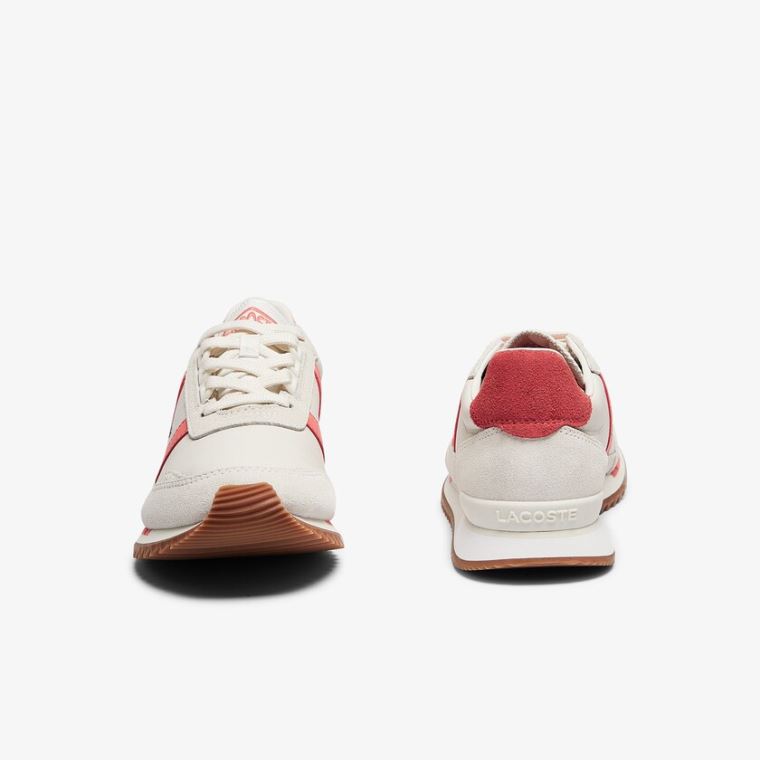 Lacoste Partner Retro Læder Sneakers Beige Lyserød | 9ZWpNaNI