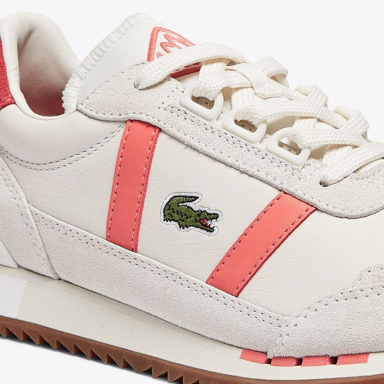 Lacoste Partner Retro Læder Sneakers Beige Lyserød | 9ZWpNaNI