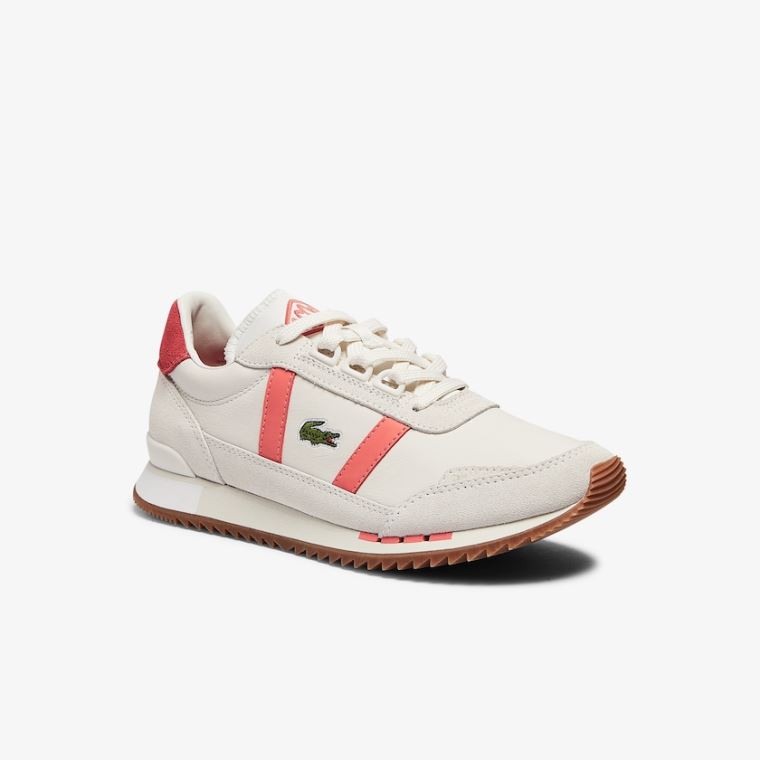 Lacoste Partner Retro Læder Sneakers Beige Lyserød | 9ZWpNaNI