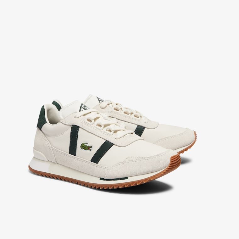 Lacoste Partner Retro Læder Sneakers Beige Grøn | az6irFpV