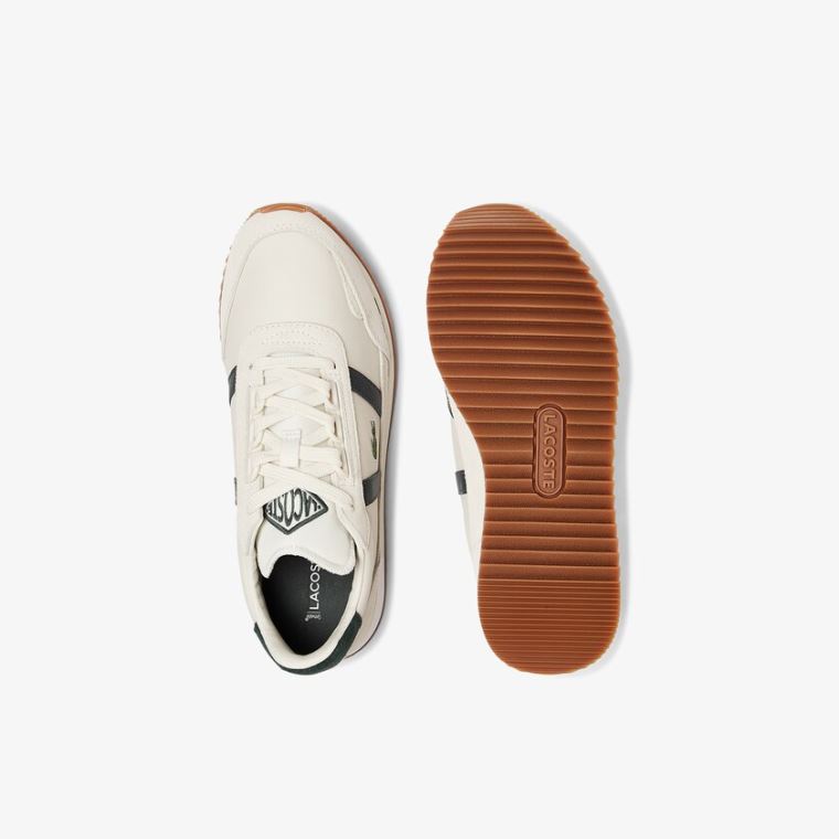 Lacoste Partner Retro Læder Sneakers Beige Grøn | az6irFpV