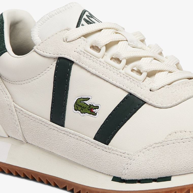 Lacoste Partner Retro Læder Sneakers Beige Grøn | az6irFpV