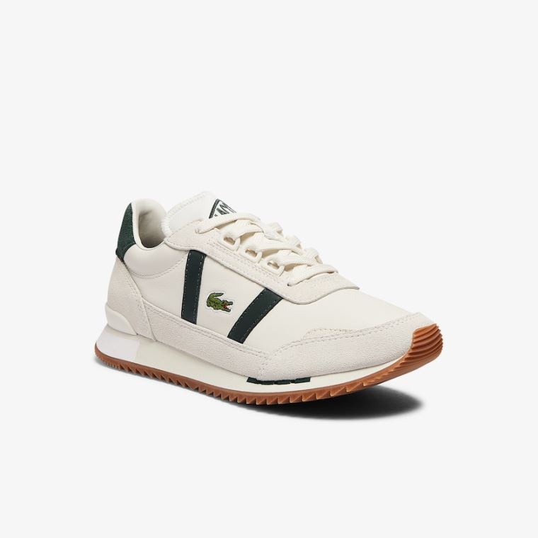 Lacoste Partner Retro Læder Sneakers Beige Grøn | az6irFpV