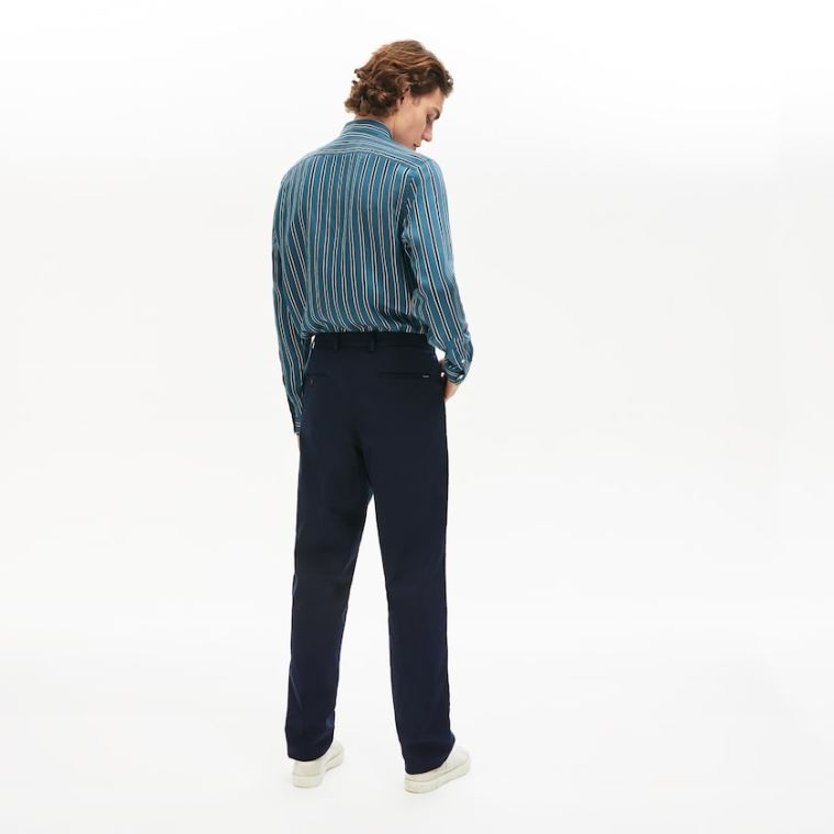 Lacoste Pleat-Front Twill Chinos Mørkeblå Blå | iXUZX2te