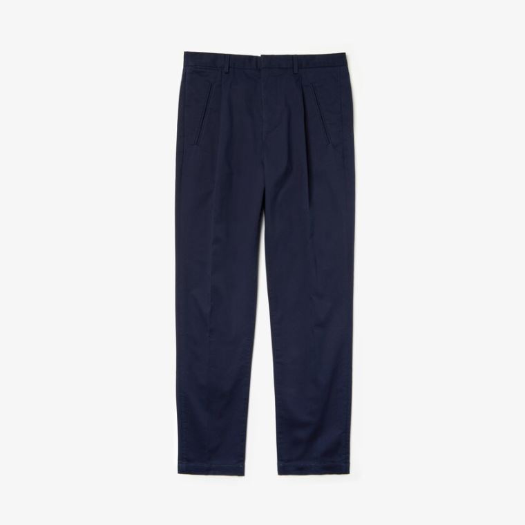 Lacoste Pleat-Front Twill Chinos Mørkeblå Blå | iXUZX2te