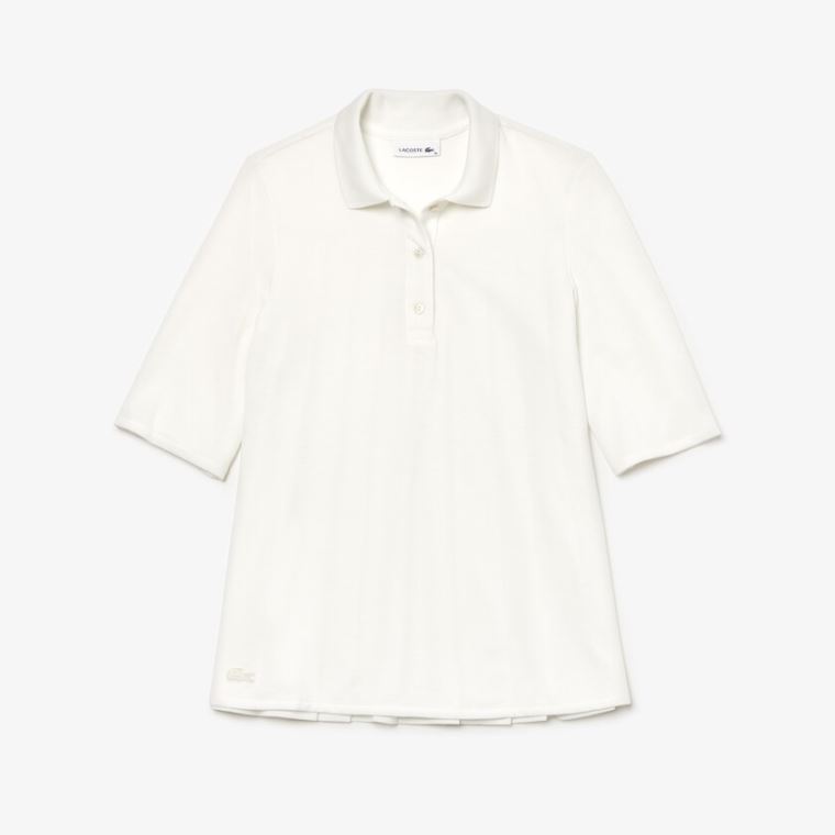 Lacoste Pleated Back Petit Piqué Polo Hvide | NZDw7PCq