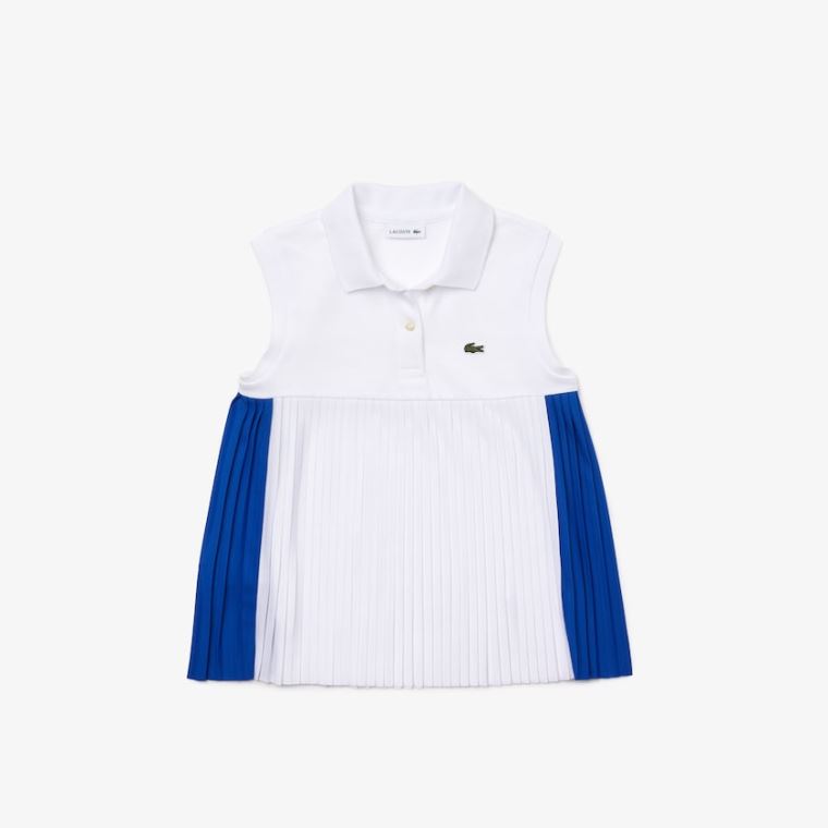 Lacoste Pleated Bomulds Polo Blå Hvide | OorHARbs