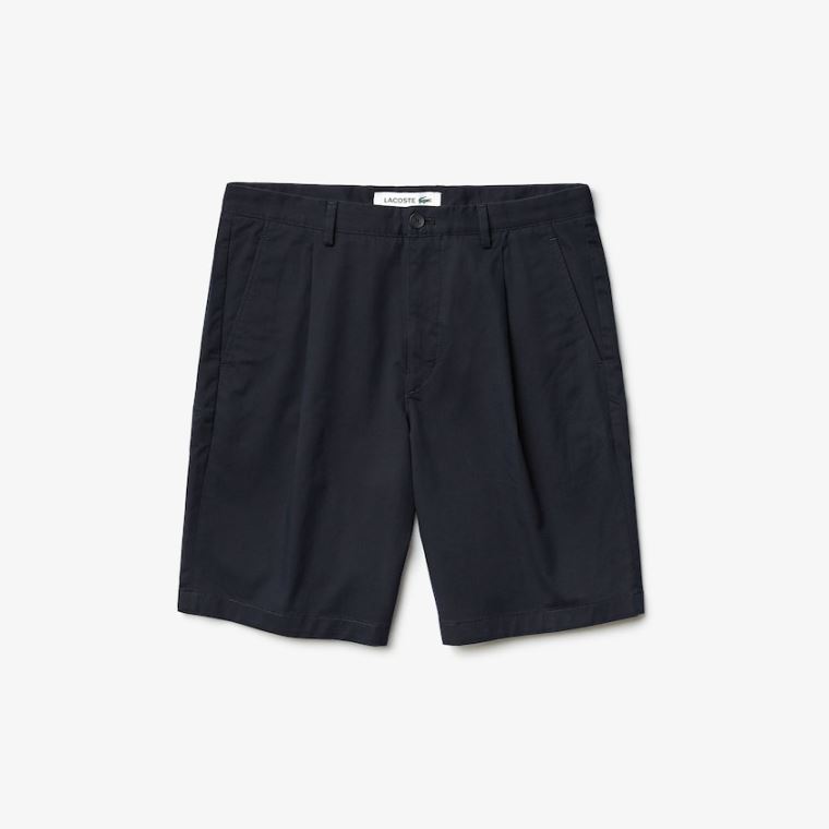 Lacoste Pleated Stretch Bermuda Shorts Mørkeblå Blå | eJrNsi7d