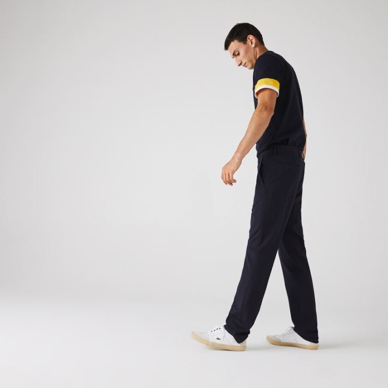 Lacoste Pleated Stretch Chino Pants Mørkeblå Blå | b2J6uDZi