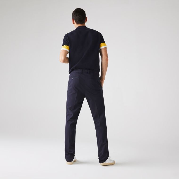 Lacoste Pleated Stretch Chino Pants Mørkeblå Blå | b2J6uDZi