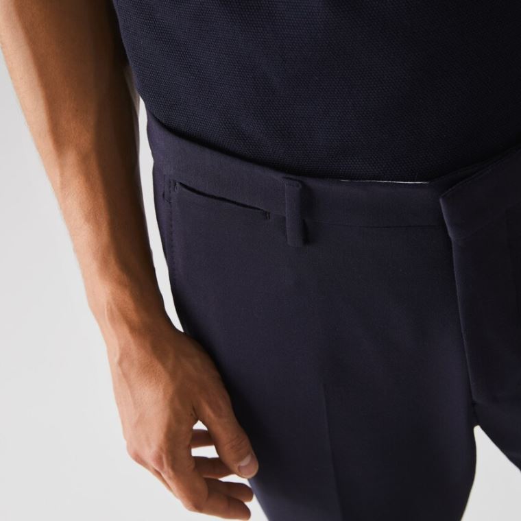 Lacoste Pleated Stretch Chino Pants Mørkeblå Blå | b2J6uDZi