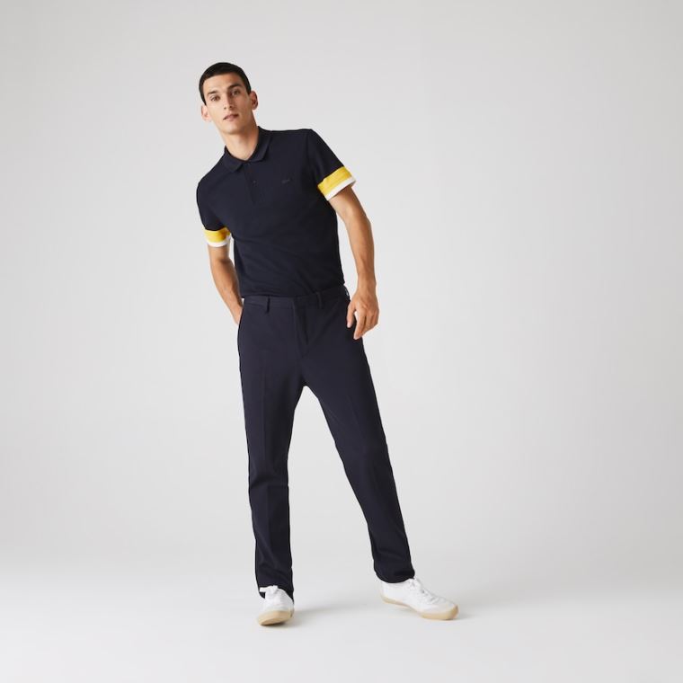 Lacoste Pleated Stretch Chino Pants Mørkeblå Blå | b2J6uDZi