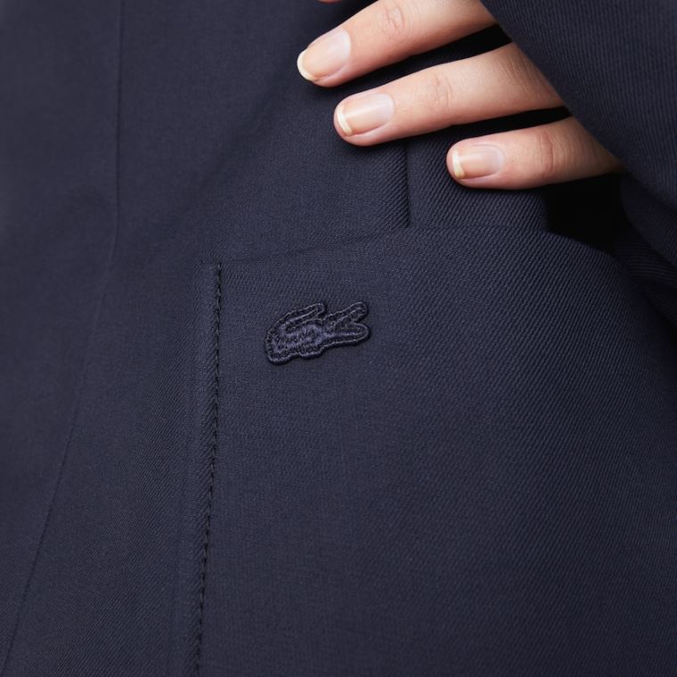 Lacoste Pocketed Bomulds And Wool Straight Fit Blazer Mørkeblå Blå | SpfslYxb