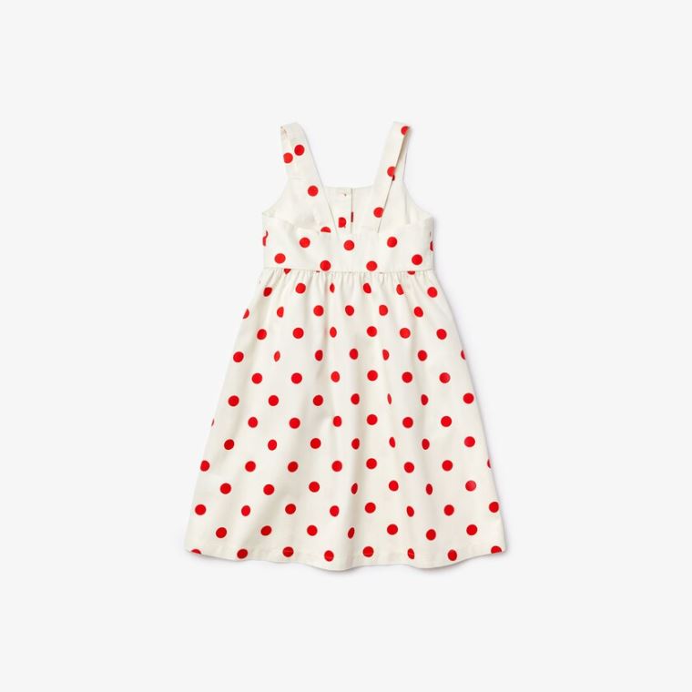 Lacoste Polka Dot Cross-back Kjole Hvide Rød | XwmVMJIA