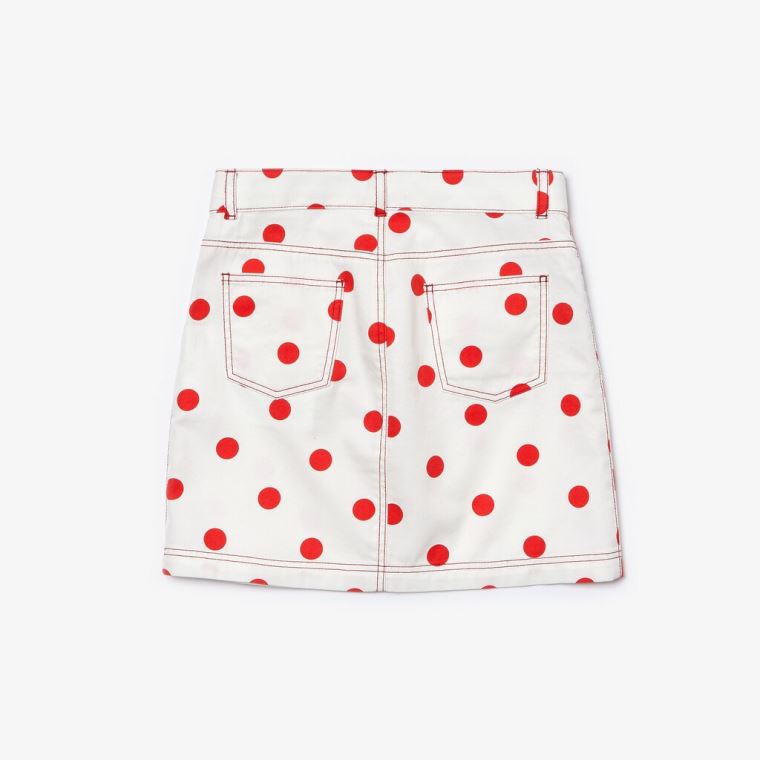 Lacoste Polka Dot Gabardine Skirt Hvide Rød | HOh6eKEV