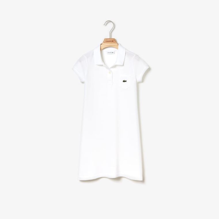 Lacoste Polo-Stil Bomulds Kjole Hvide | l7Y1mrsQ