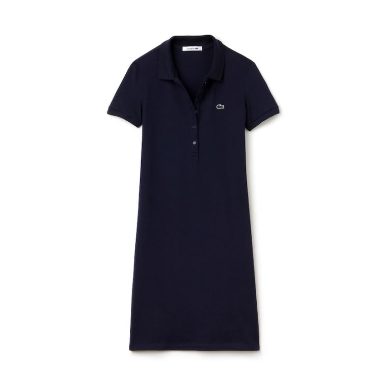 Lacoste Polo dress in stretch mini piqué Mørkeblå Blå | 2Cy361MN