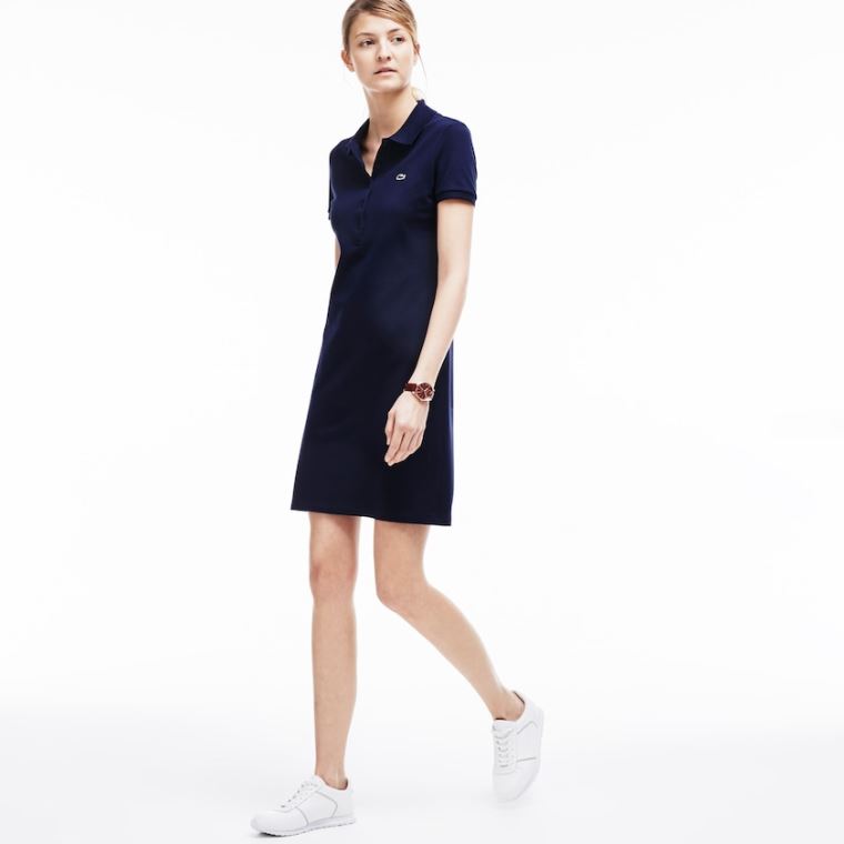 Lacoste Polo dress in stretch mini piqué Mørkeblå Blå | 2Cy361MN