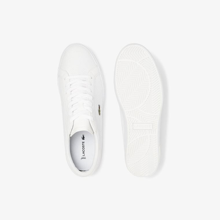 Lacoste Powercourt Læder Sneakers Hvide | LLGZQXW4