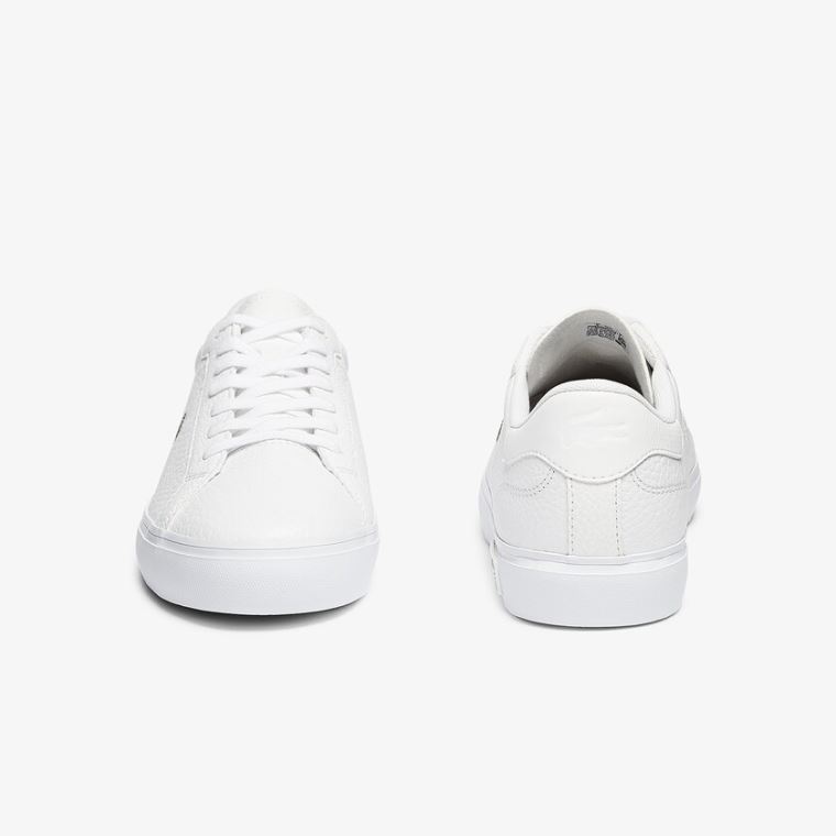 Lacoste Powercourt Læder Sneakers Hvide | LLGZQXW4