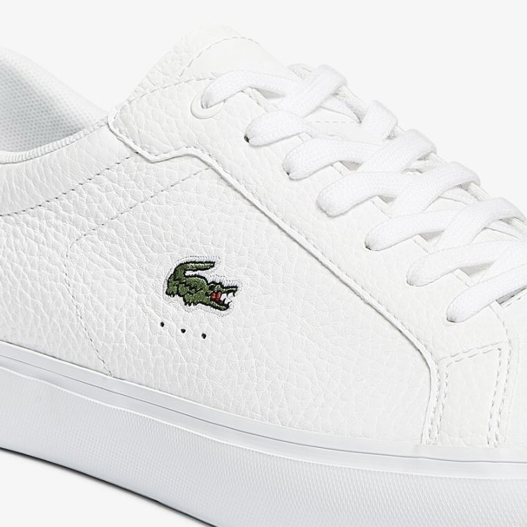 Lacoste Powercourt Læder Sneakers Hvide | LLGZQXW4