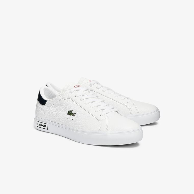 Lacoste Powercourt Læder Sneakers Hvide Beige | pUm96kYr