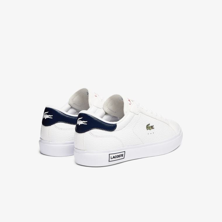 Lacoste Powercourt Læder Sneakers Hvide Beige | pUm96kYr