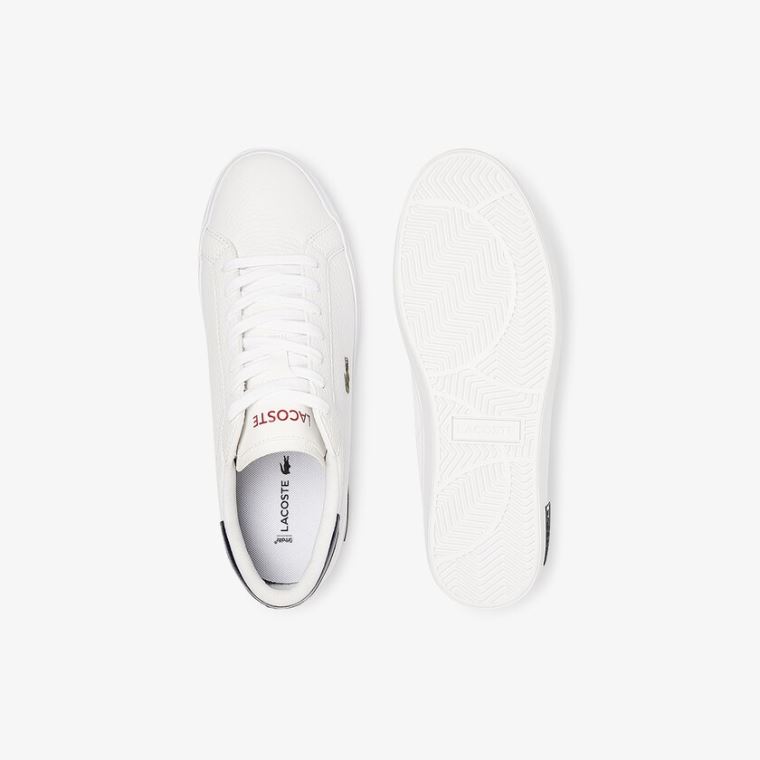 Lacoste Powercourt Læder Sneakers Hvide Beige | pUm96kYr