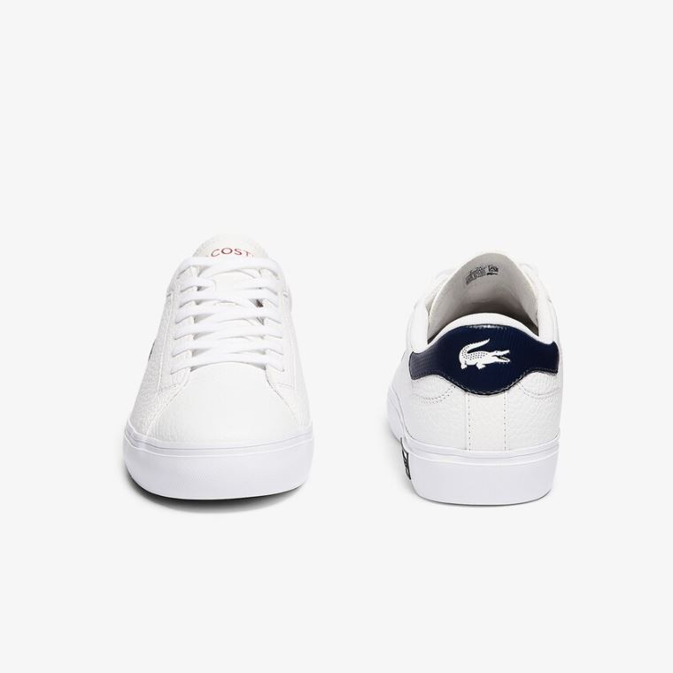 Lacoste Powercourt Læder Sneakers Hvide Beige | pUm96kYr