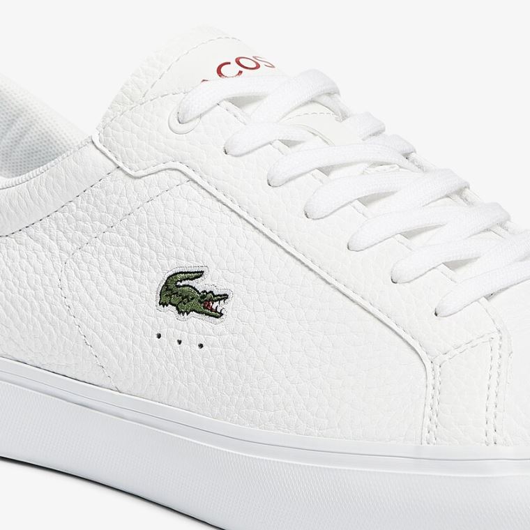 Lacoste Powercourt Læder Sneakers Hvide Beige | pUm96kYr