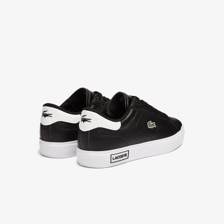 Lacoste Powercourt Læder and Syntetisk Sneakers Sort Hvide | sQoJEZo6